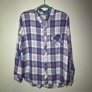 Rails Classic Plaid in Blue Pink White Button Down Long Sleeve Shirt Size XXL